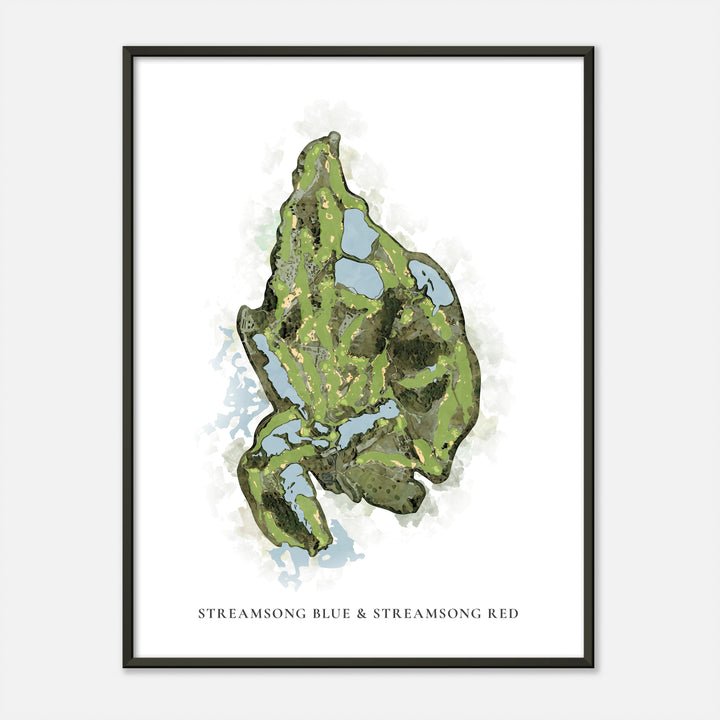 Print of Streamsong Blue & Streamsong Red Classic Map