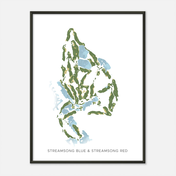 Print of Streamsong Blue & Streamsong Red Modern Map