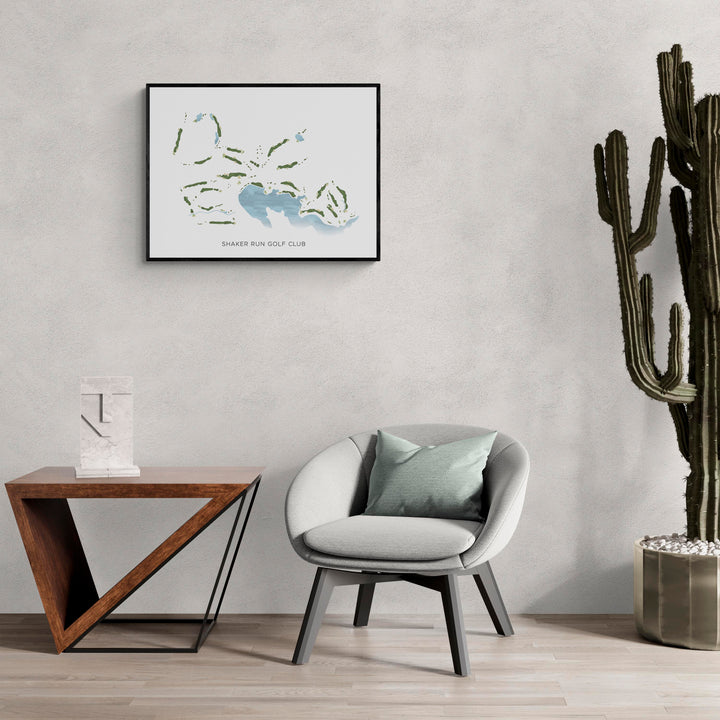 Modern Map of Shaker Run Golf Club in a living room with large cactus plant