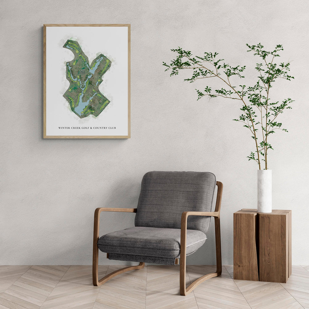 Classic Map of Winter Creek Golf & Country Club with a comfy armchair and large plant