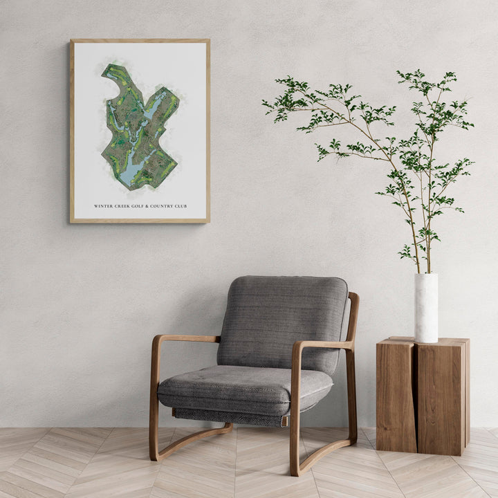 Classic Map of Winter Creek Golf & Country Club with a comfy armchair and large plant