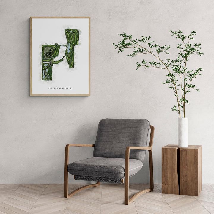 Classic Map of The Club At Spurwing with a comfy armchair and large plant