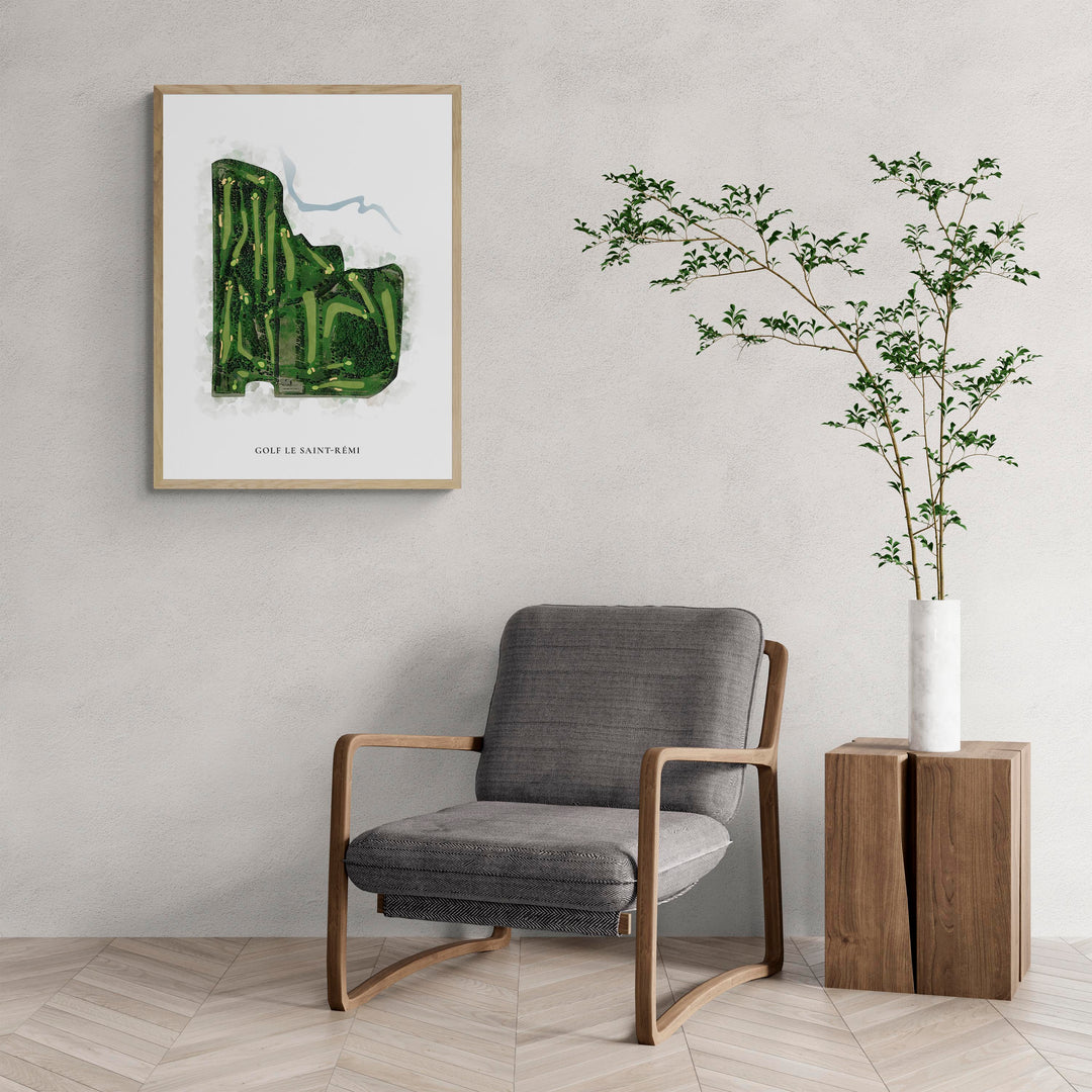 Classic Map of Golf Le Saint-Rémi with a comfy armchair and large plant