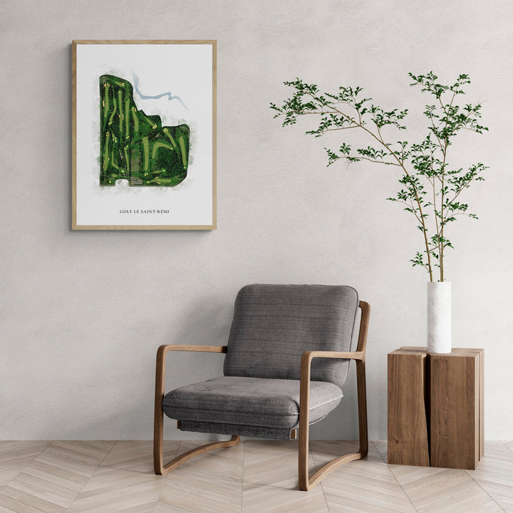 Classic Map of Golf Le Saint-Rémi with a comfy armchair and large plant