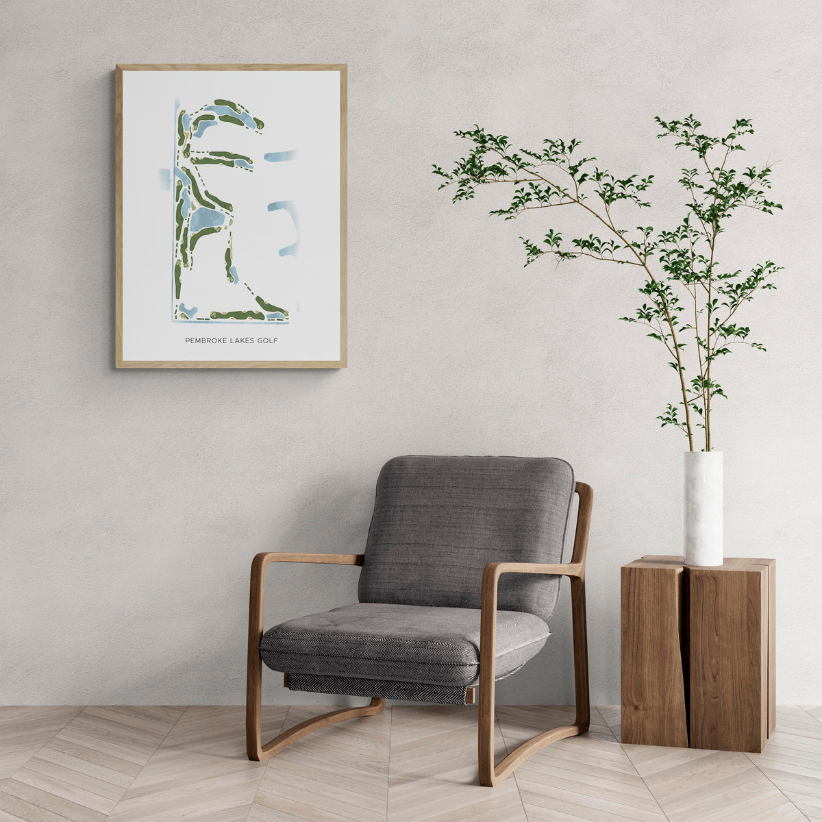 Modern Map of Pembroke Lakes Golf with a comfy armchair and large plant