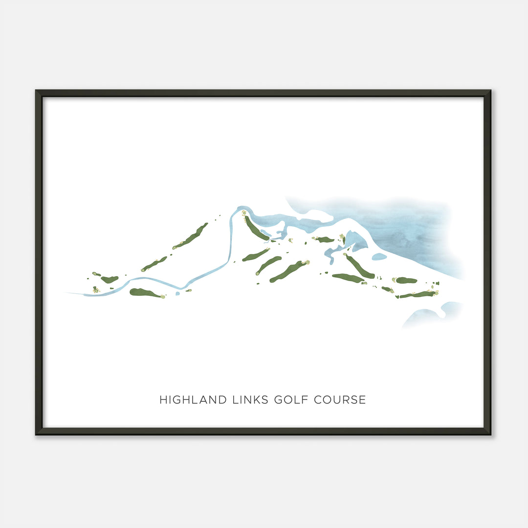 Print of Highland Links Golf Course Modern Map