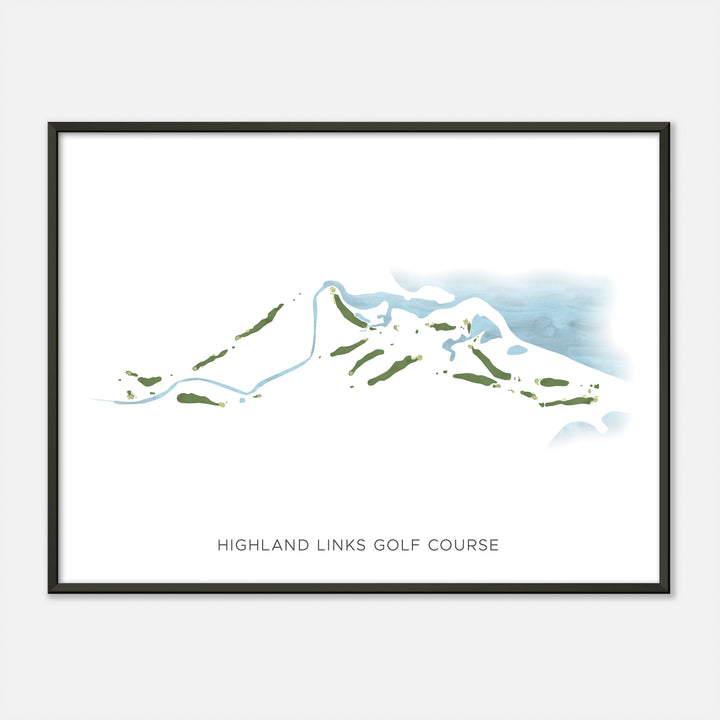Print of Highland Links Golf Course Modern Map