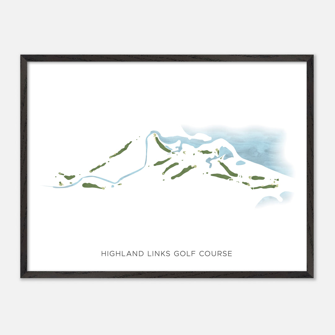 Print of Highland Links Golf Course Modern Map