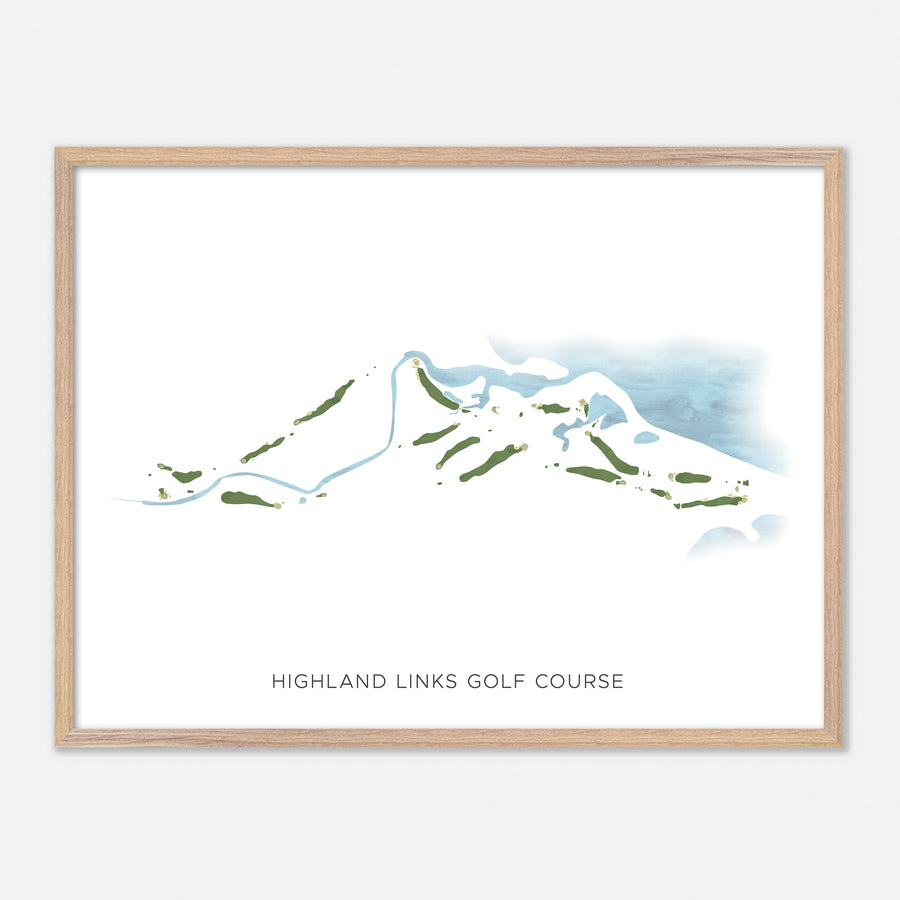 Print of Highland Links Golf Course Modern Map