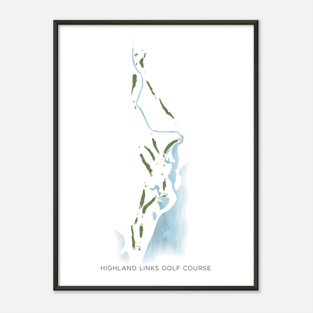 Print of Highland Links Golf Course Modern Map