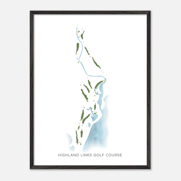 Print of Highland Links Golf Course Modern Map