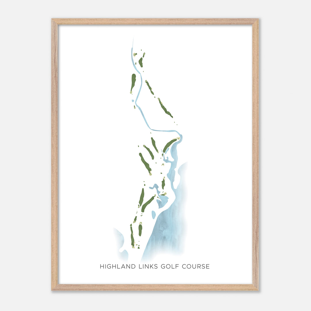 Print of Highland Links Golf Course Modern Map