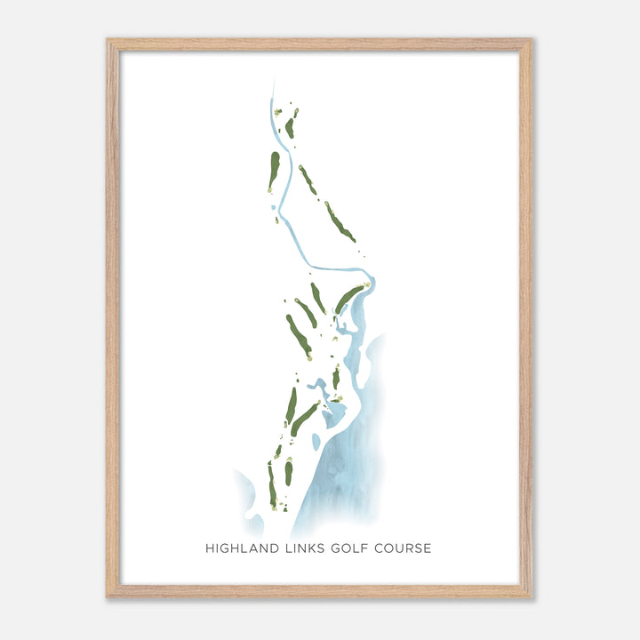 Print of Highland Links Golf Course Modern Map