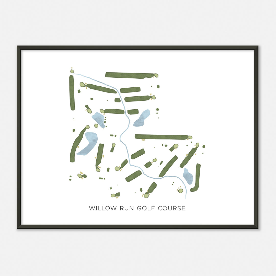 Print of Willow Run Golf Course Modern Map
