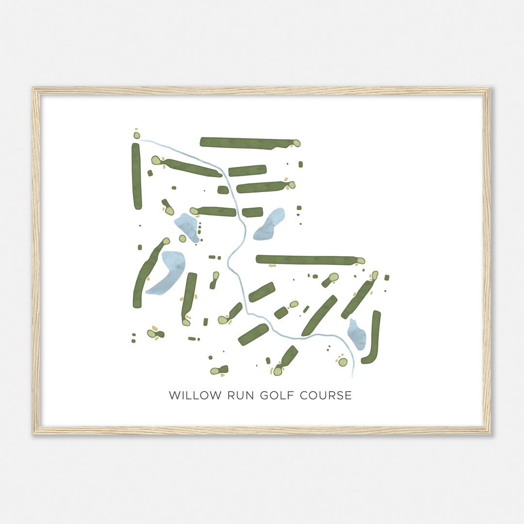 Print of Willow Run Golf Course Modern Map