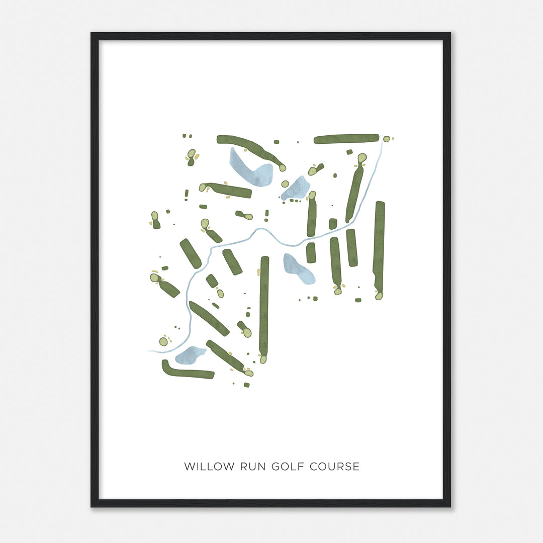 Print of Willow Run Golf Course Modern Map