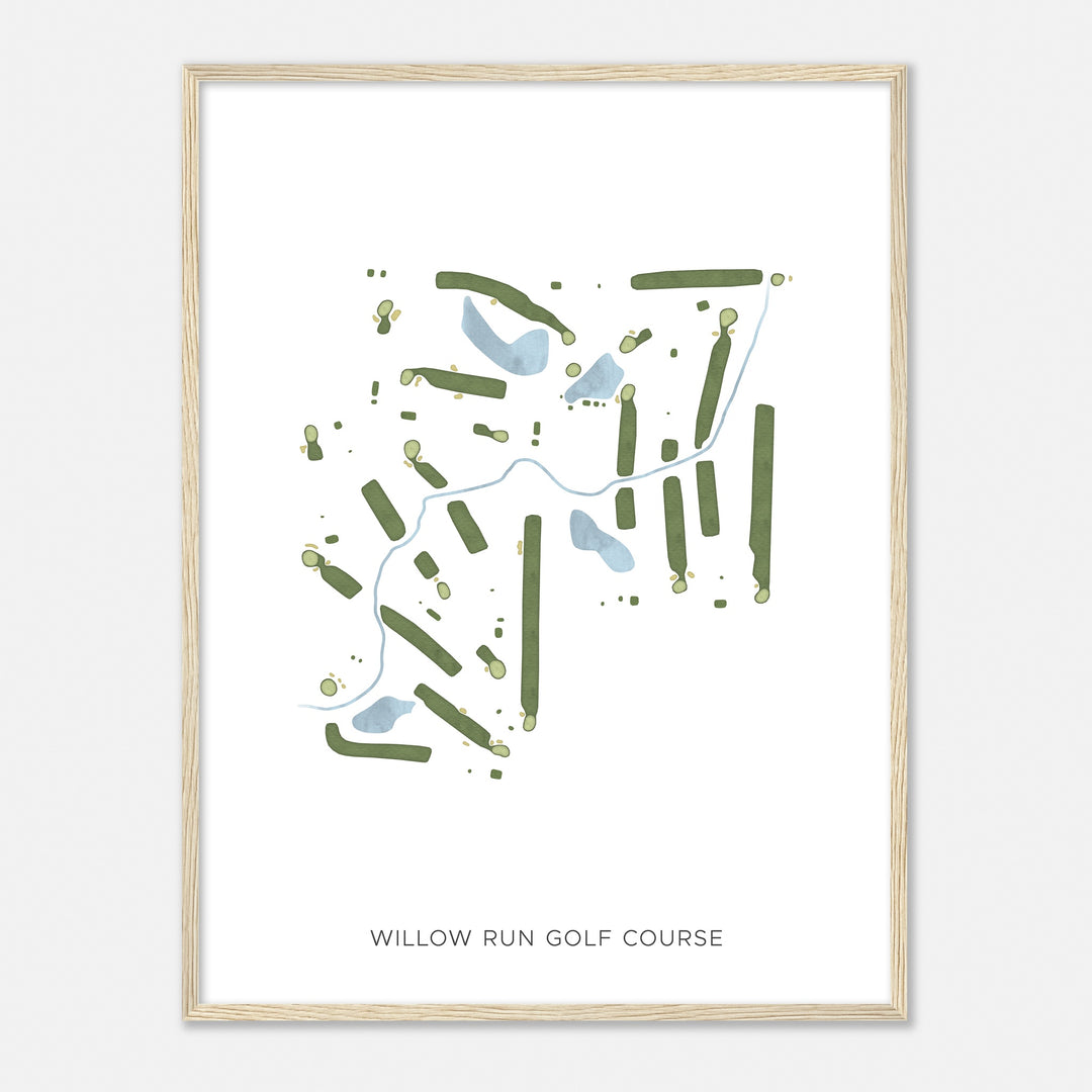 Print of Willow Run Golf Course Modern Map