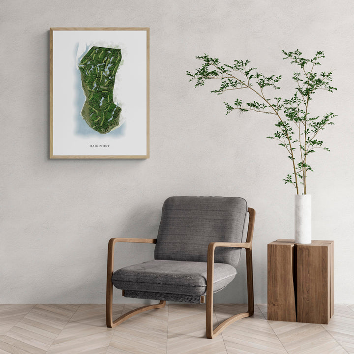 Classic Map of Haig Point with a comfy armchair and large plant