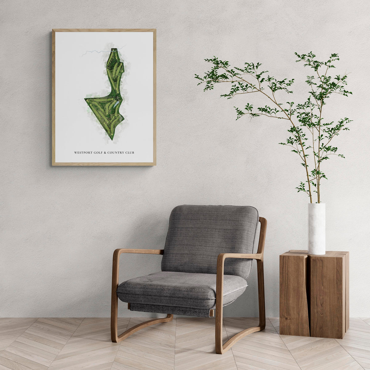 Classic Map of Westport Golf & Country Club with a comfy armchair and large plant