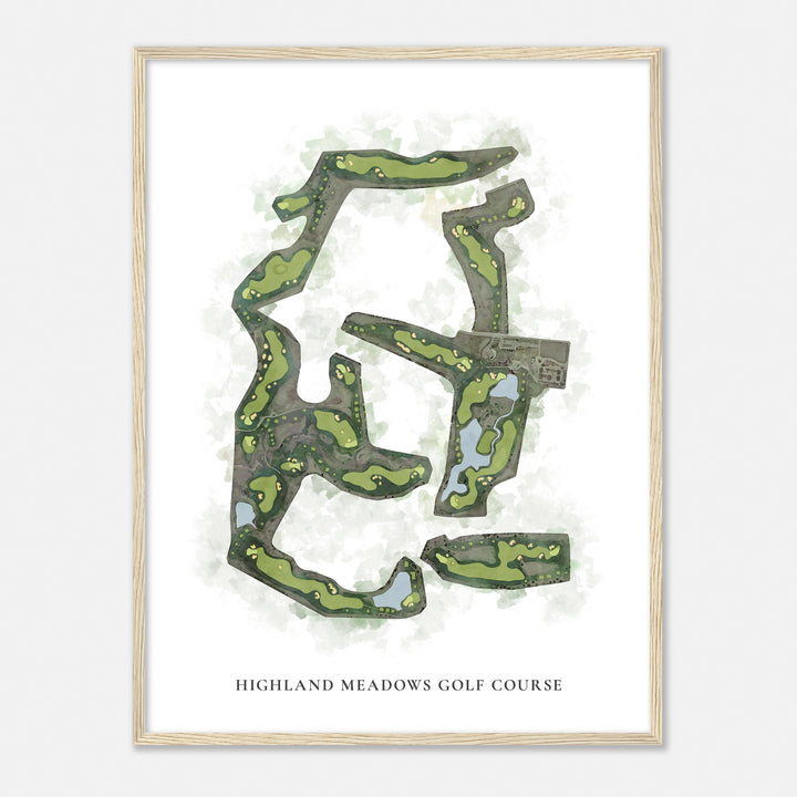 Print of Highland Meadows Golf Course Classic Map