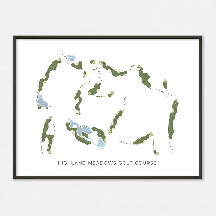 Print of Highland Meadows Golf Course Modern Map