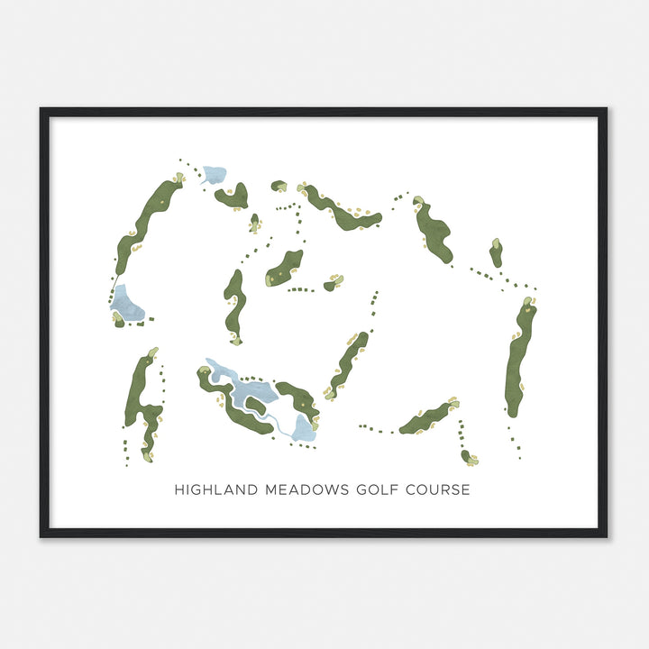 Print of Highland Meadows Golf Course Modern Map