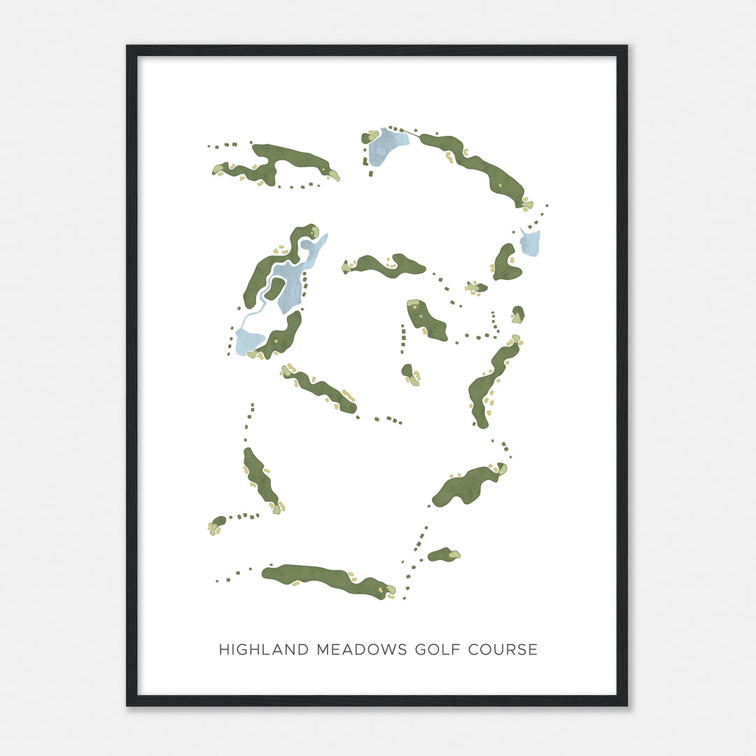Print of Highland Meadows Golf Course Modern Map