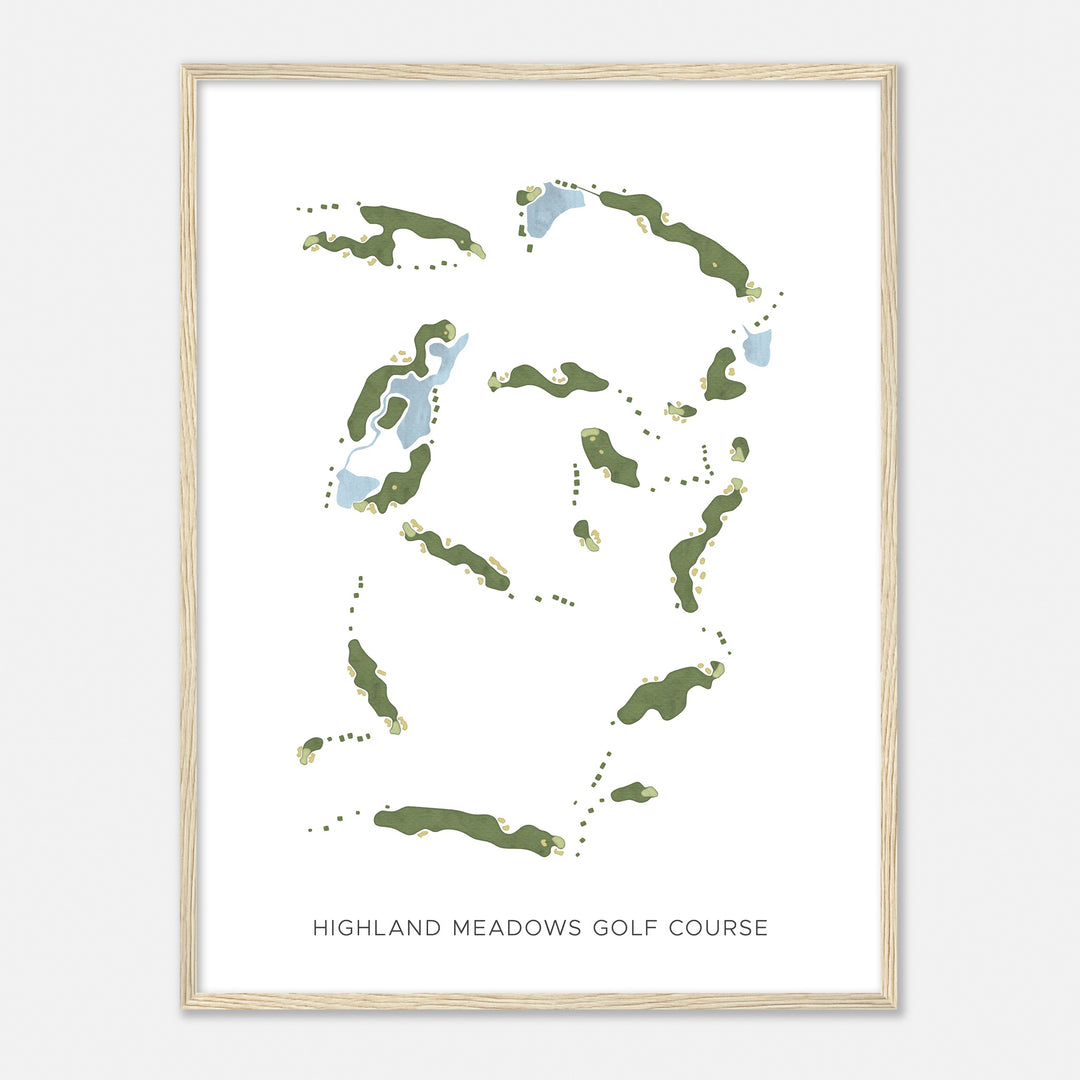 Print of Highland Meadows Golf Course Modern Map
