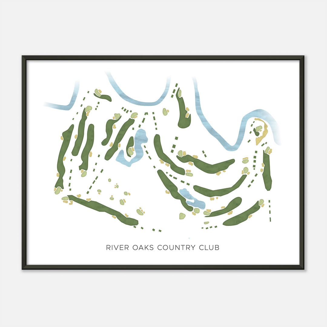 Print of River Oaks Country Club Modern Map