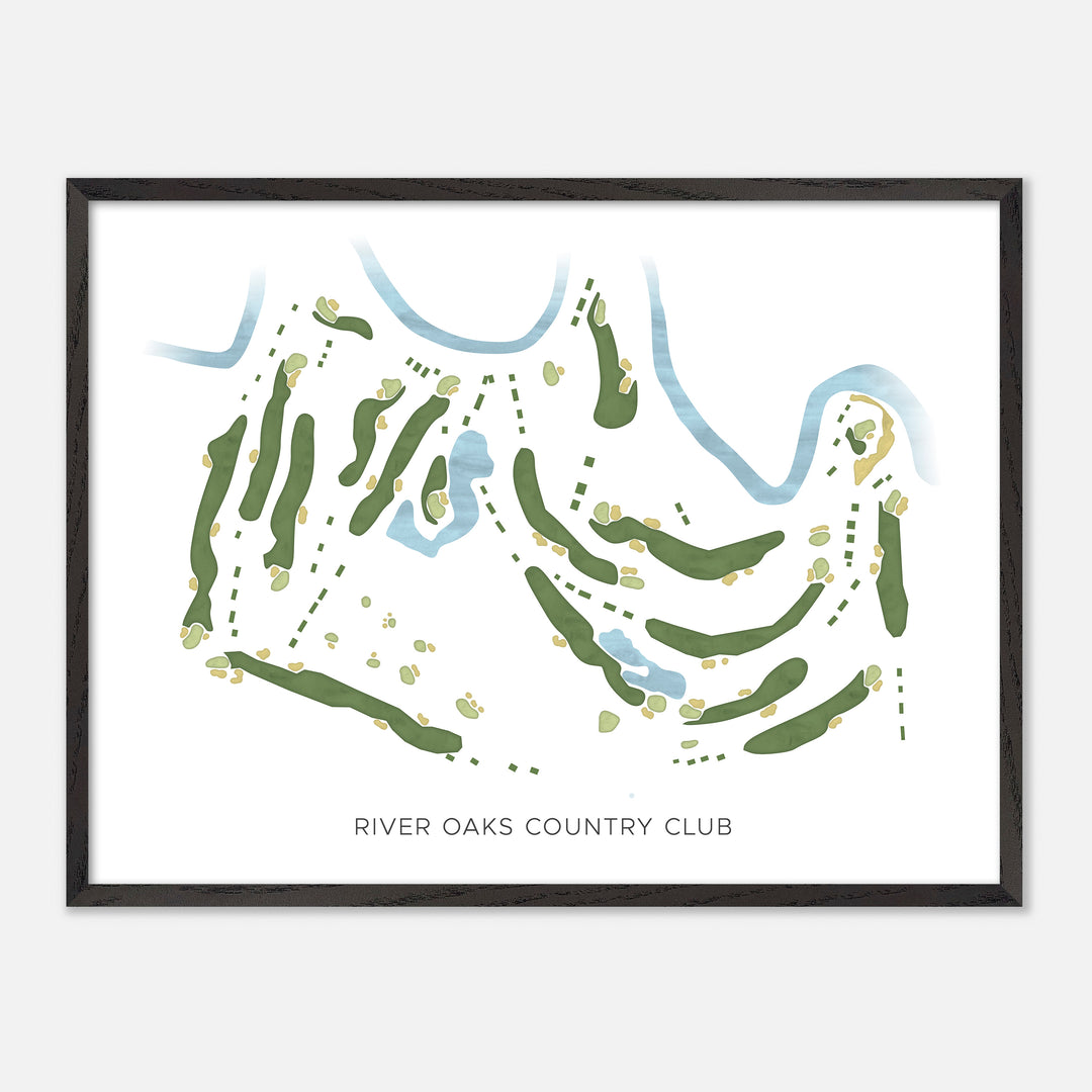 Print of River Oaks Country Club Modern Map