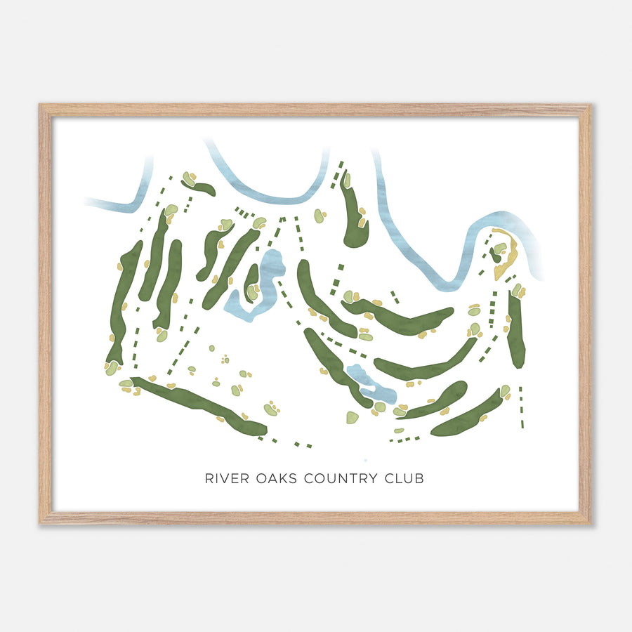 Print of River Oaks Country Club Modern Map