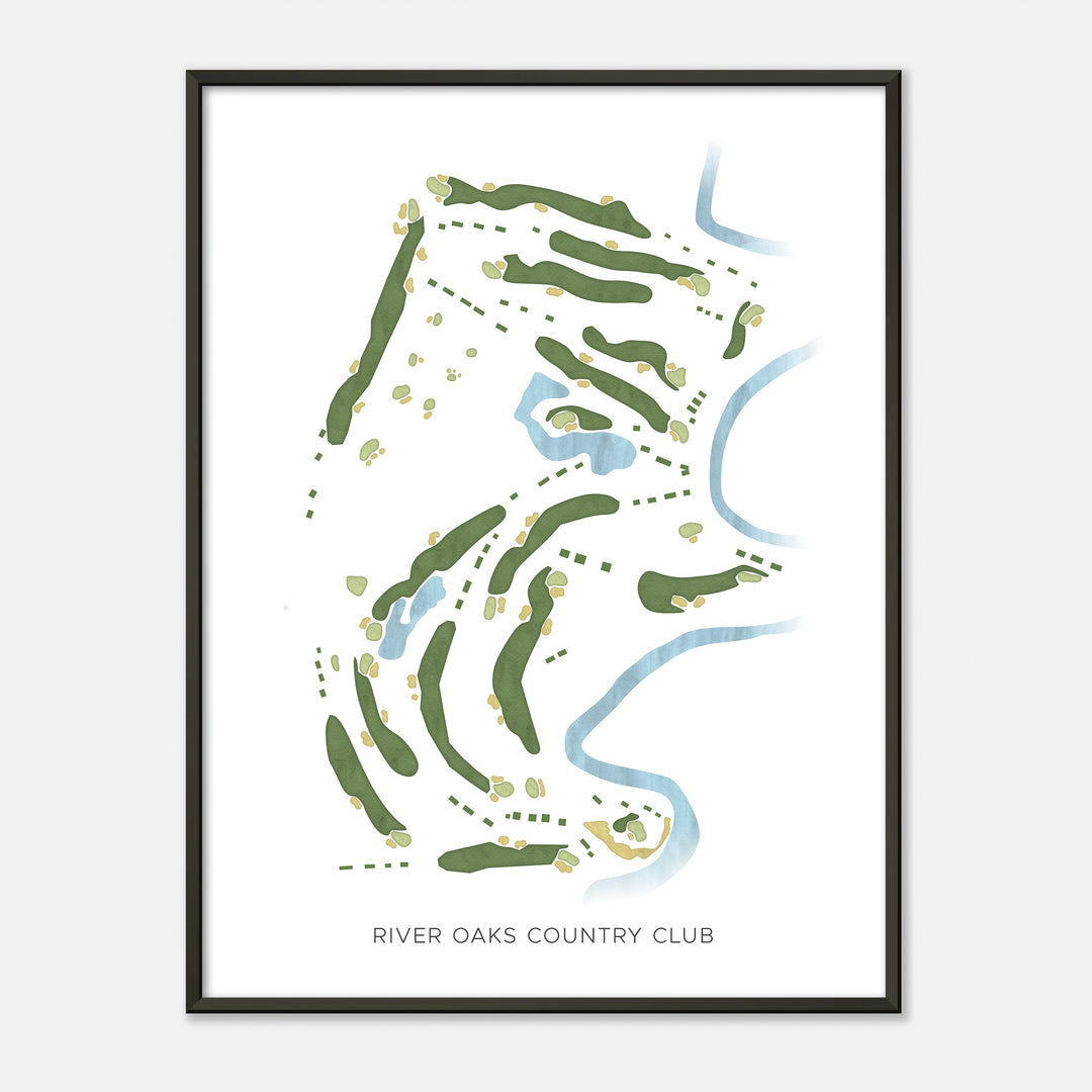 Print of River Oaks Country Club Modern Map