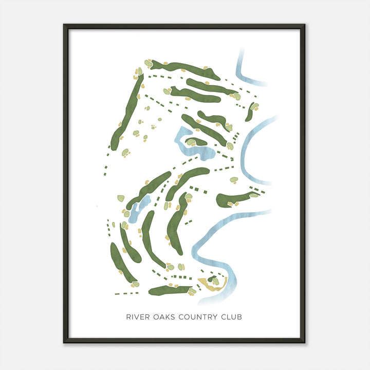 Print of River Oaks Country Club Modern Map