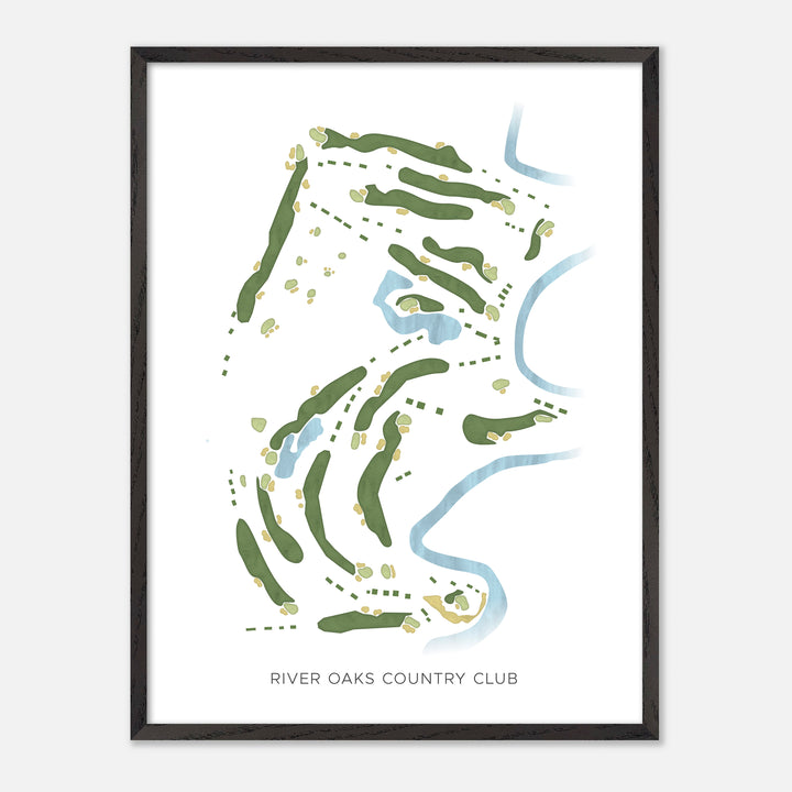 Print of River Oaks Country Club Modern Map