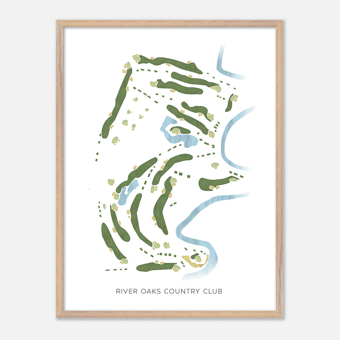 Print of River Oaks Country Club Modern Map