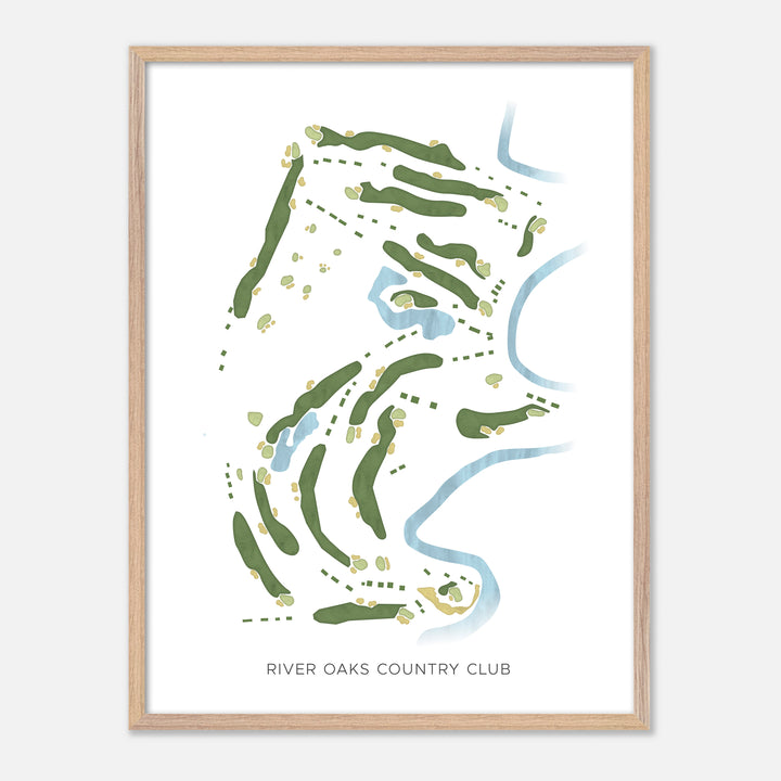 Print of River Oaks Country Club Modern Map