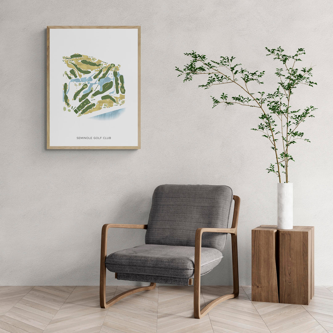 Modern Map of Seminole Golf Club with a comfy armchair and large plant