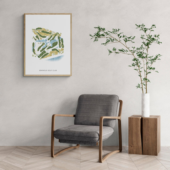 Modern Map of Seminole Golf Club with a comfy armchair and large plant