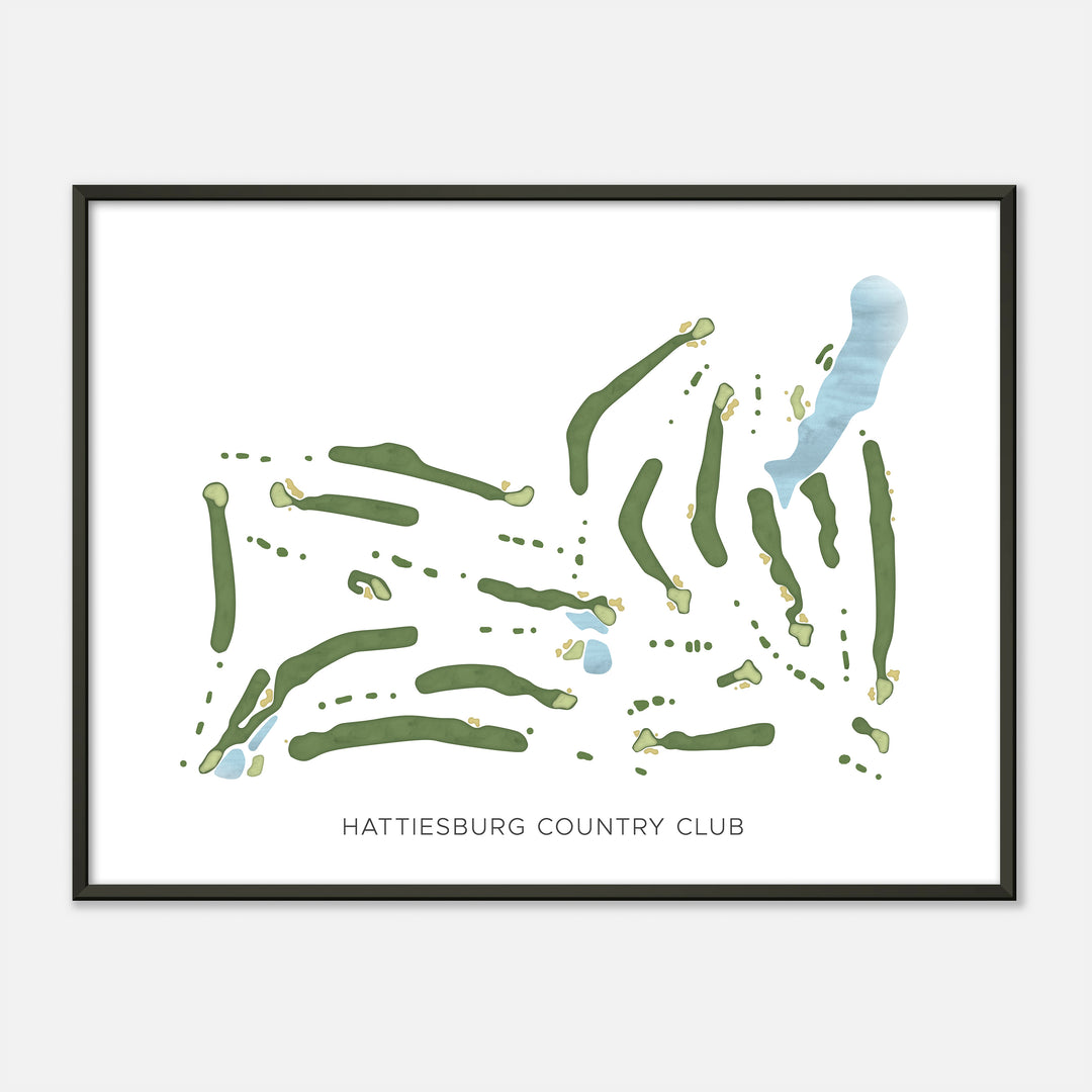 Print of Hattiesburg Country Club Modern Map