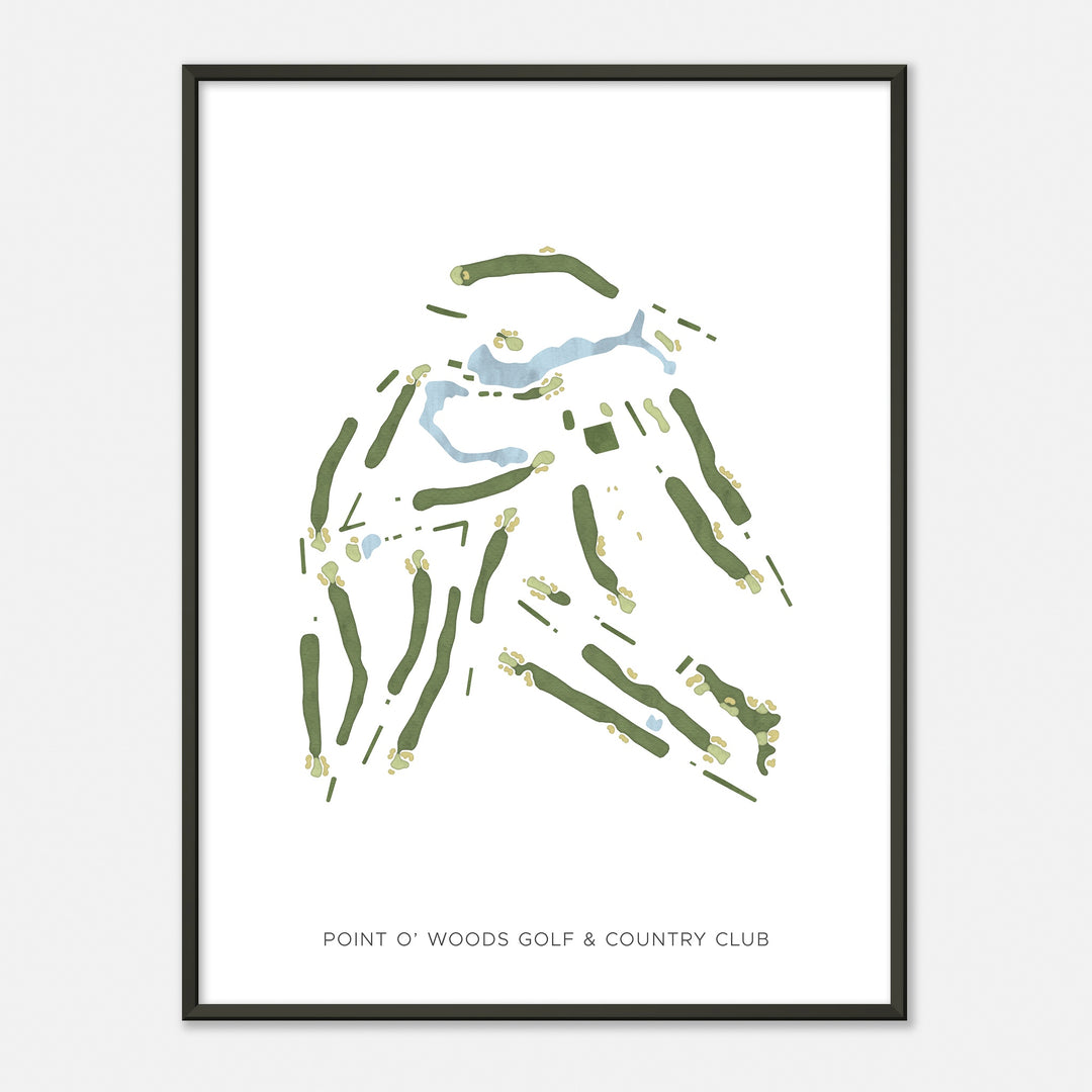 Print of Point O' Woods Golf & Country Club Modern Map