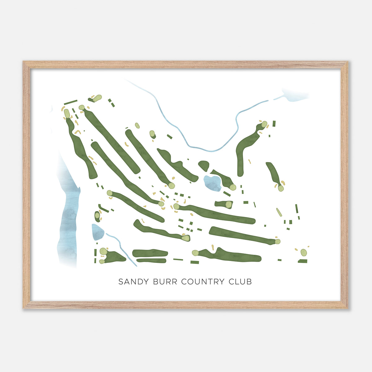 Print of Sandy Burr Country Club Modern Map