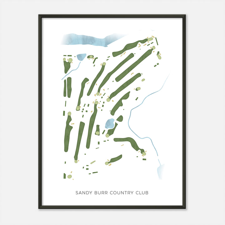 Print of Sandy Burr Country Club Modern Map