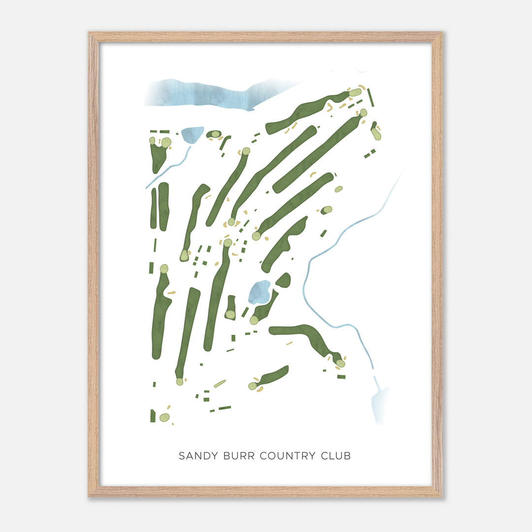 Print of Sandy Burr Country Club Modern Map