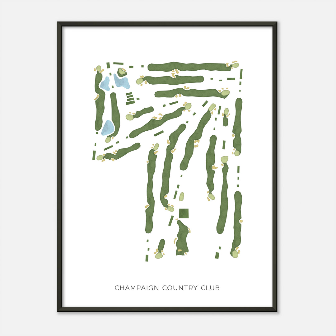 Print of Champaign Country Club Modern Map