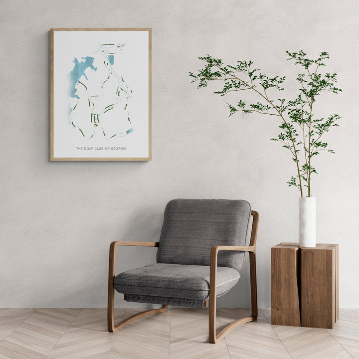Modern Map of The Golf Club Of Georgia with a comfy armchair and large plant