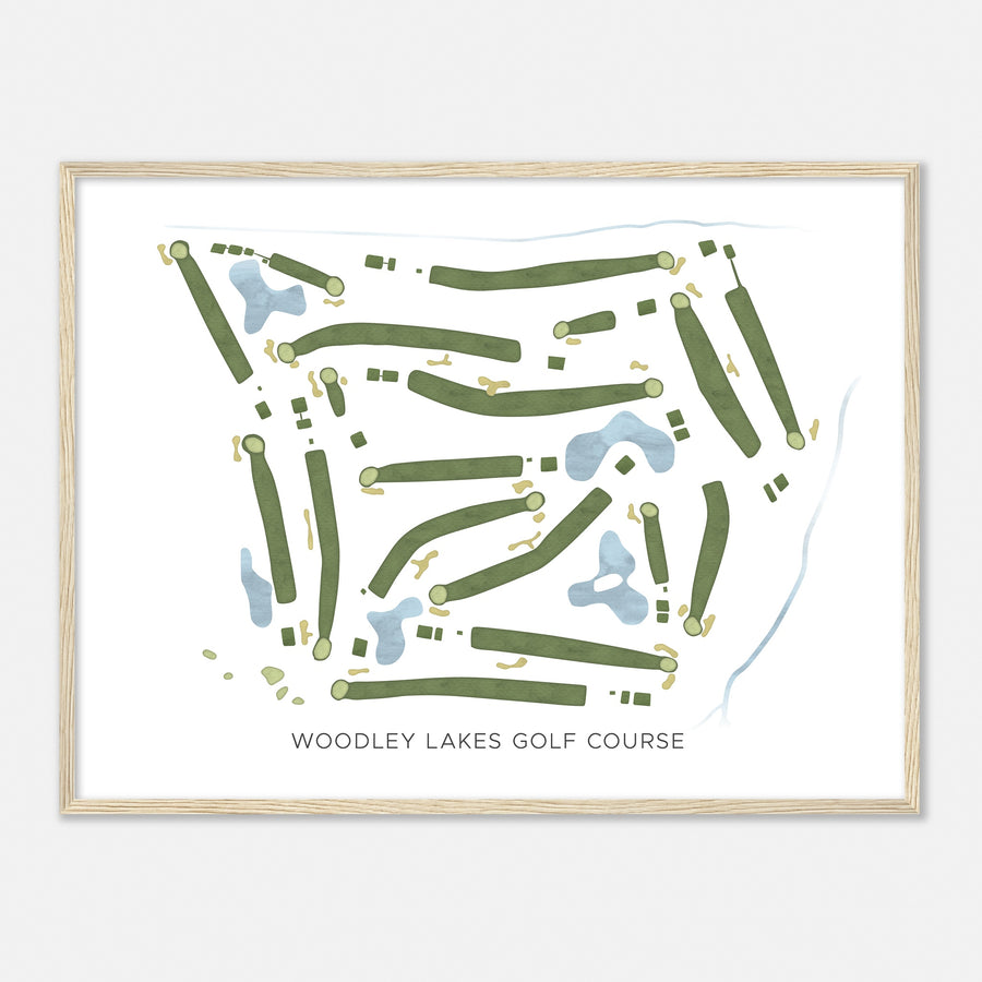 Print of Woodley Lakes Golf Course Modern Map