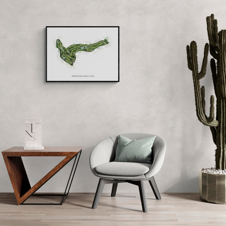 Classic Map of Whistler Golf Club in a living room with large cactus plant