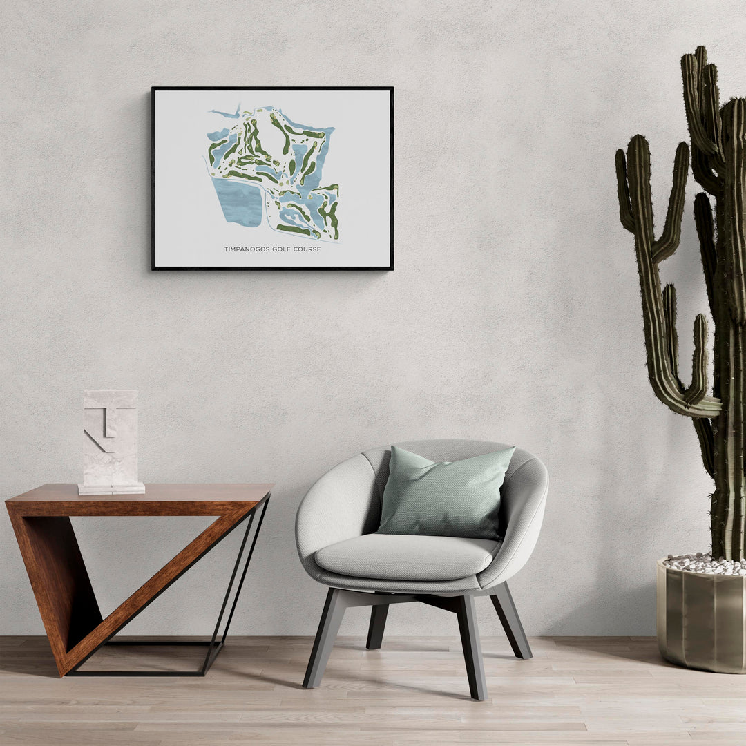 Modern Map of Timpanogos Golf Course in a living room with large cactus plant