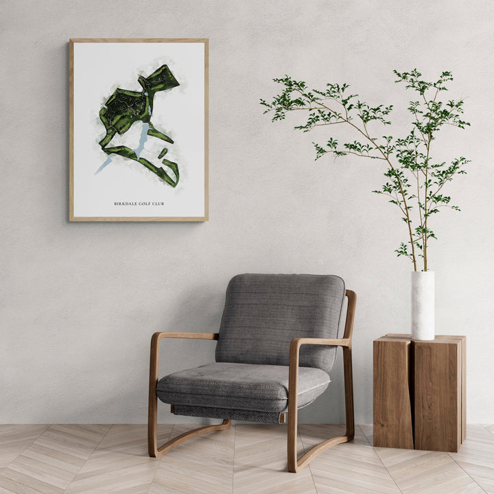 Classic Map of Birkdale Golf Club with a comfy armchair and large plant
