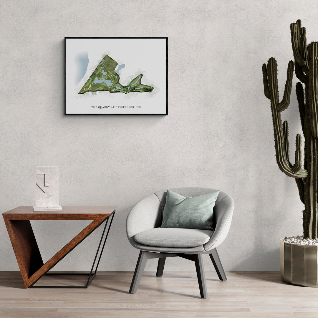 Classic Map of The Quarry At Crystal Springs in a living room with large cactus plant